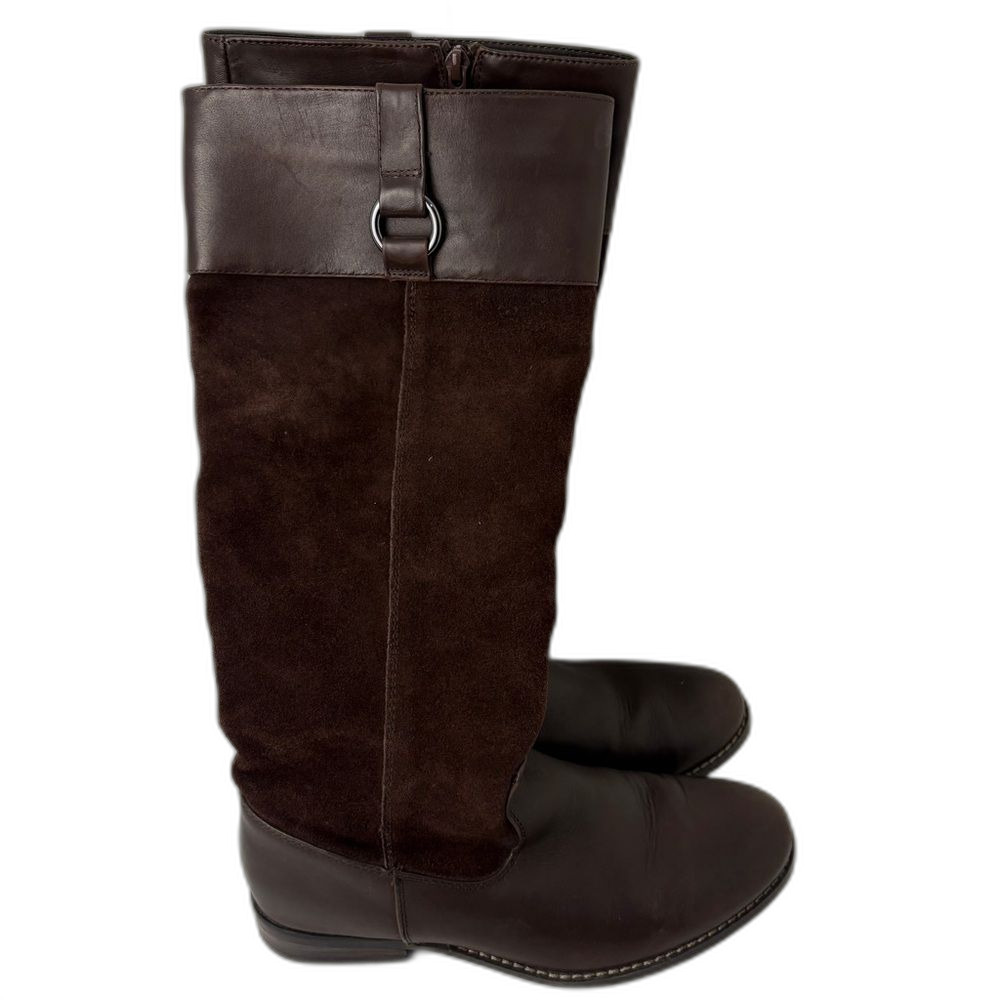 Bass Brown Suede Leather Knee High Riding Boots Size 6.5 Equestrian Classic